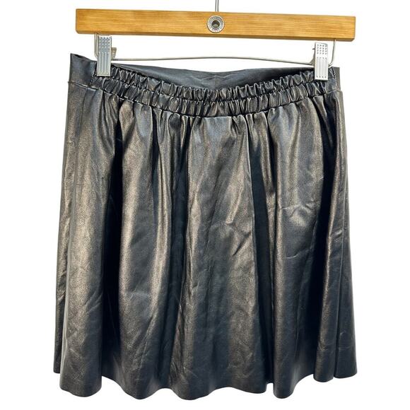 A. Byer Y2K Black Faux Leather Mini Skirt Flare Medium Festival Witchygoth Rave - Picture 2 of 8